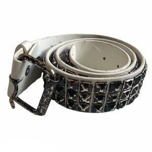 Y2K 2000’s Hot Topic Vintage White Studded Biker Rocker Punk Belt | 32 Unisex